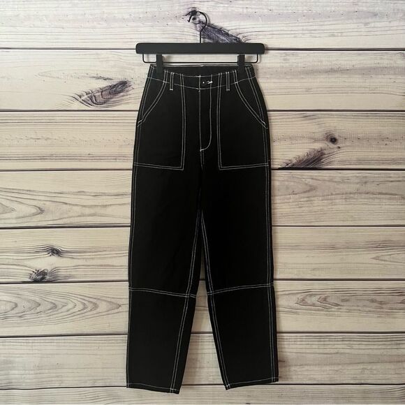 H&M Black & White Contrast Stitch High Waisted Ankle Pants - Picture 2 of 8